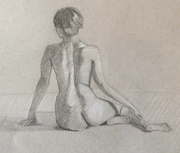 Female figure, graphite on toned paper