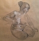 Seated Nude, graphite and white pencil on toned paper