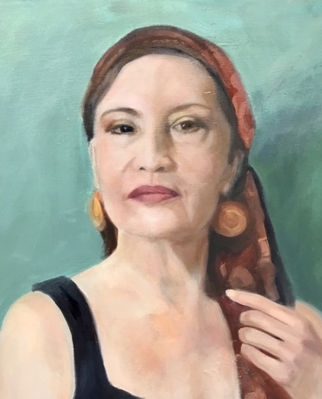 Woman with Scarf, oil on canvas